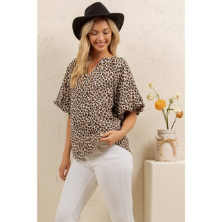 Wild Charm Leopard Blouse-Tops-Sage + Fig-Stuffology - Where Vintage Meets Modern, A Boutique for Real Women in Crosbyton, TX