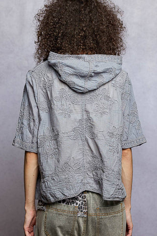 POL Clothing Lightweight Floral Crochet Hoodie Top-Crochet Top-Pol Clothing-Stuffology - Where Vintage Meets Modern, A Boutique for Real Women in Crosbyton, TX