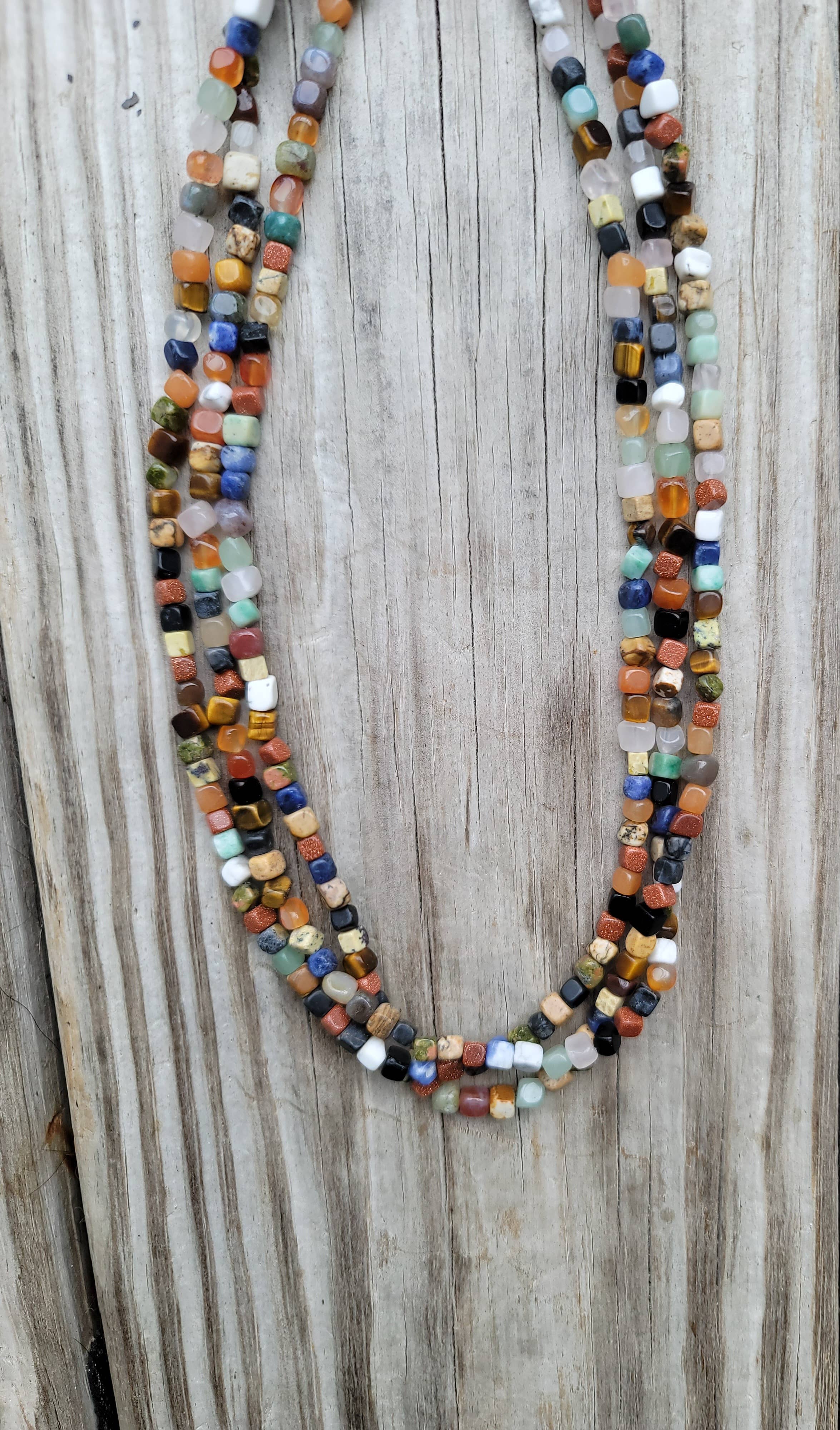 Natural gemstones 3 strand choker Native Southwest handmade-Horse Spirit Studio-Stuffology - Where Vintage Meets Modern, A Boutique for Real Women in Crosbyton, TX