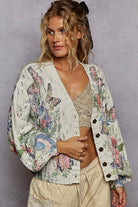 POL Clothing- Vintage Floral Knit Sweater Cardigan-Sweater Cardigan-Pol Clothing-Stuffology - Where Vintage Meets Modern, A Boutique for Real Women in Crosbyton, TX