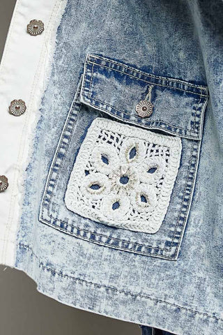 Americana Patchwork Denim Jacket-Denim Jacket-Pol Clothing-Stuffology - Where Vintage Meets Modern, A Boutique for Real Women in Crosbyton, TX