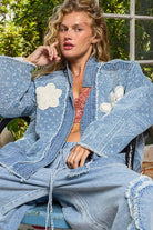 POL Clothing - Paisley pattern patch detail quilted woven twill jacket-Denim Jacket-Pol Clothing-Stuffology - Where Vintage Meets Modern, A Boutique for Real Women in Crosbyton, TX