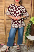 Trendy floral short sleeve women's boutique top GJQ17422-Blouse-luluclothes-Stuffology - Where Vintage Meets Modern, A Boutique for Real Women in Crosbyton, TX