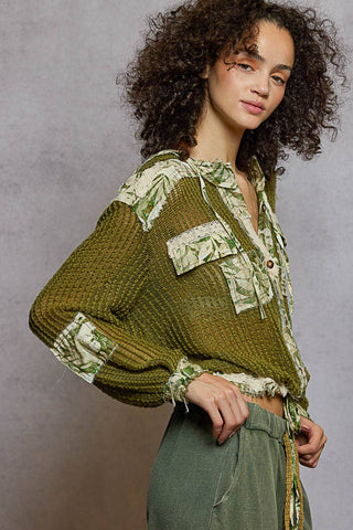 Cream Vintage Washed Floral Print Hoodie Jacket-Jackets-Pol Clothing-Stuffology - Where Vintage Meets Modern, A Boutique for Real Women in Crosbyton, TX