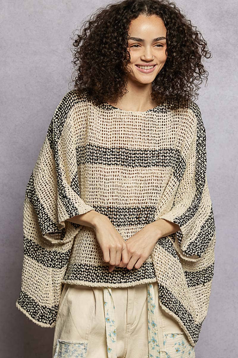 3/4 Sleeve Wide Neck Airy Textured Knit Top-Pol Clothing-Stuffology - Where Vintage Meets Modern, A Boutique for Real Women in Crosbyton, TX