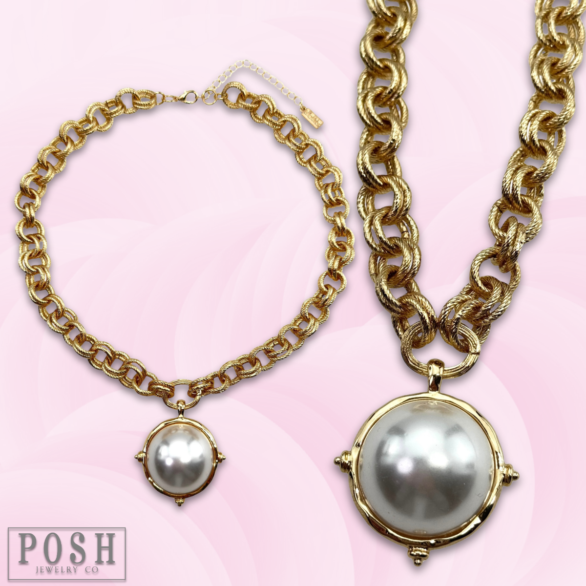 Pearl bead pendant necklace-necklace-Pink Panache Brands-Stuffology - Where Vintage Meets Modern, A Boutique for Real Women in Crosbyton, TX