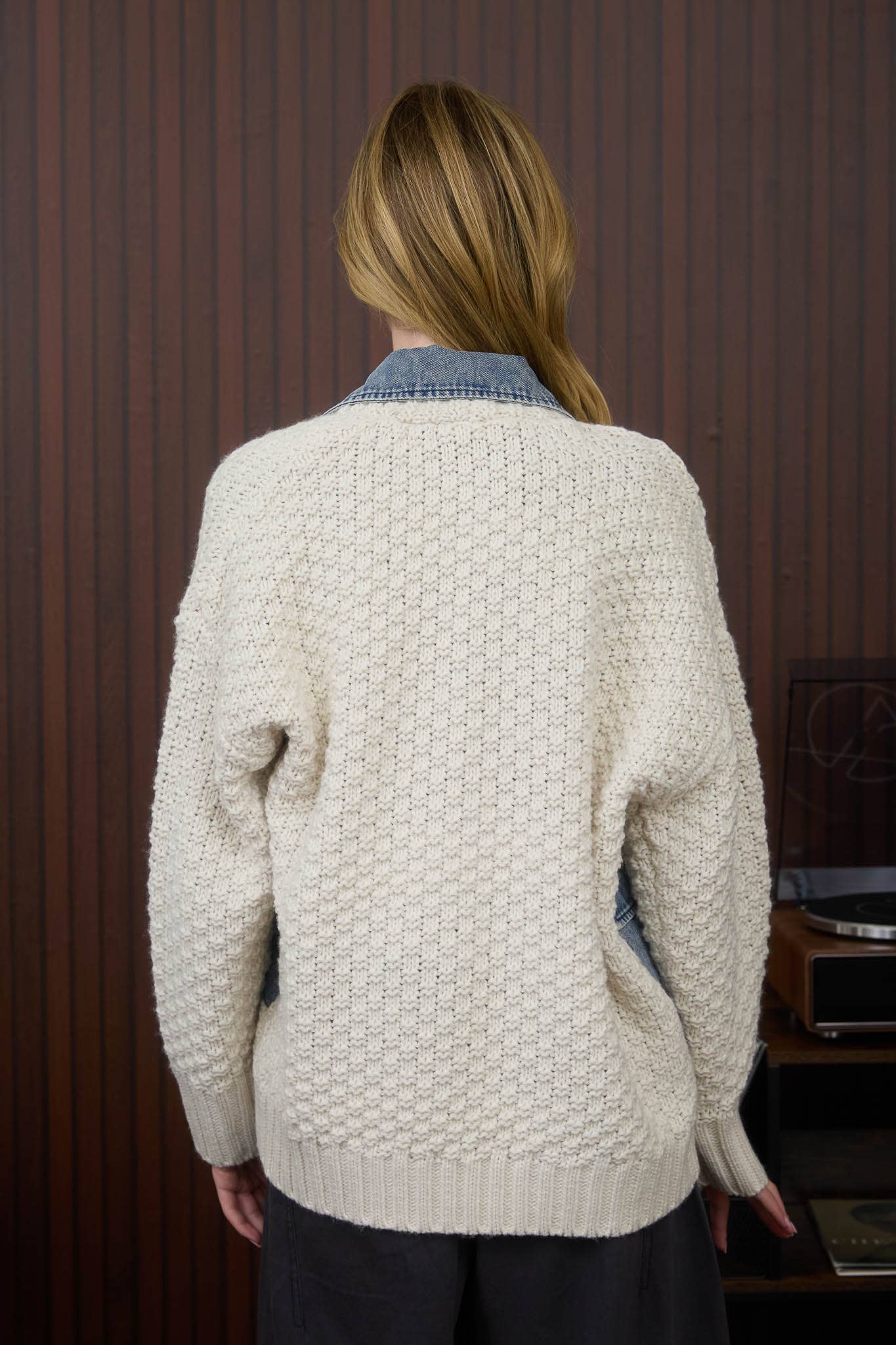 MIXED MEDIA CABLE KNIT DENIM TRIM JACKET-J.O.A-Stuffology - Where Vintage Meets Modern, A Boutique for Real Women in Crosbyton, TX