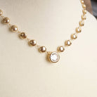 Clear Crystal Bezel Pendant Dot Chain Neckline Necklace-Necklaces-PennyLine inc-Stuffology - Where Vintage Meets Modern, A Boutique for Real Women in Crosbyton, TX