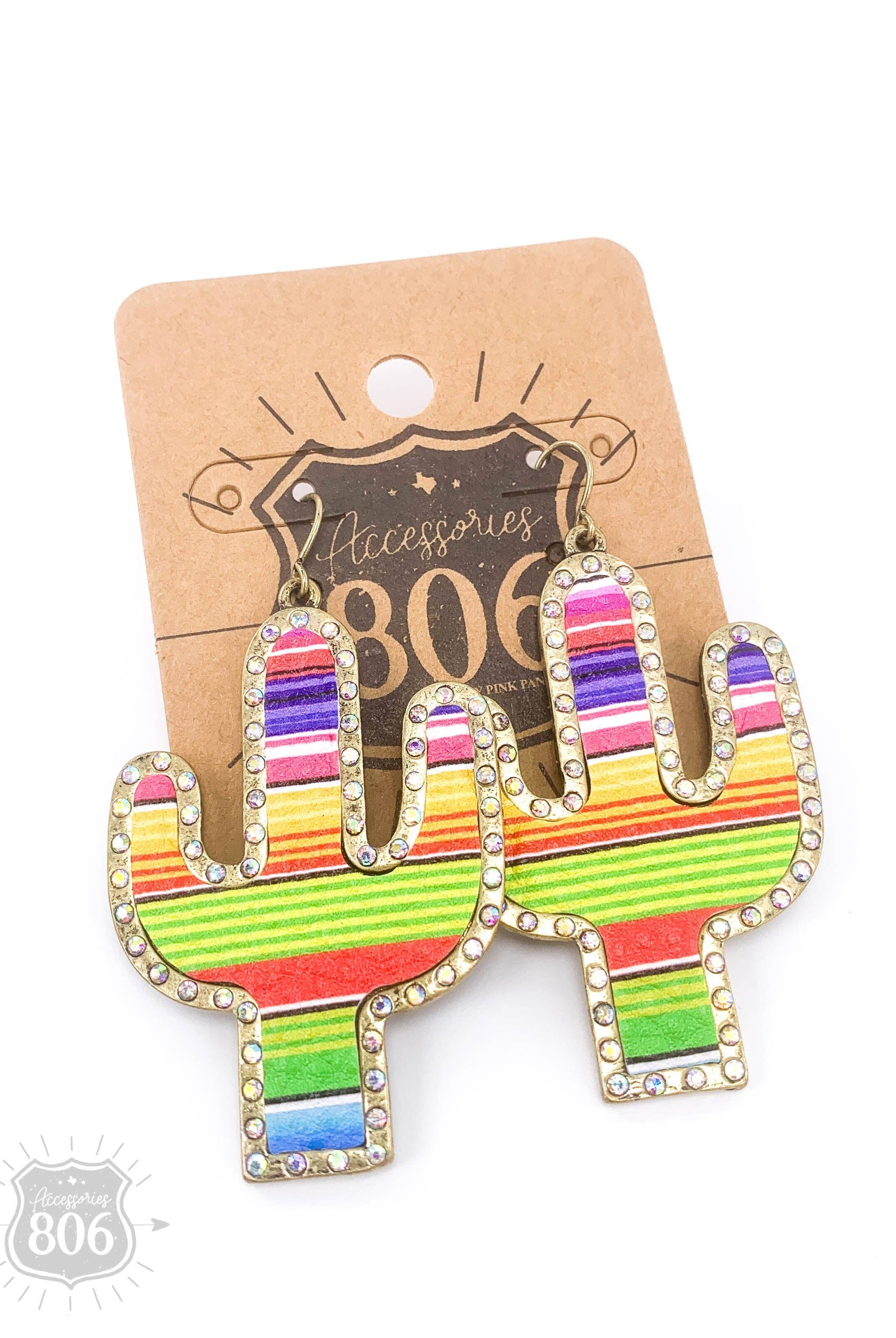 Cactus earring with inlay | Stuffology Boutique-Earrings-Pink Panache Brands-Stuffology - Where Vintage Meets Modern, A Boutique for Real Women in Crosbyton, TX
