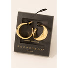 Secret Box Gold Dipped Wide Beveled Hoop Earrings-Earrings-Fame Accessories-Stuffology - Where Vintage Meets Modern, A Boutique for Real Women in Crosbyton, TX