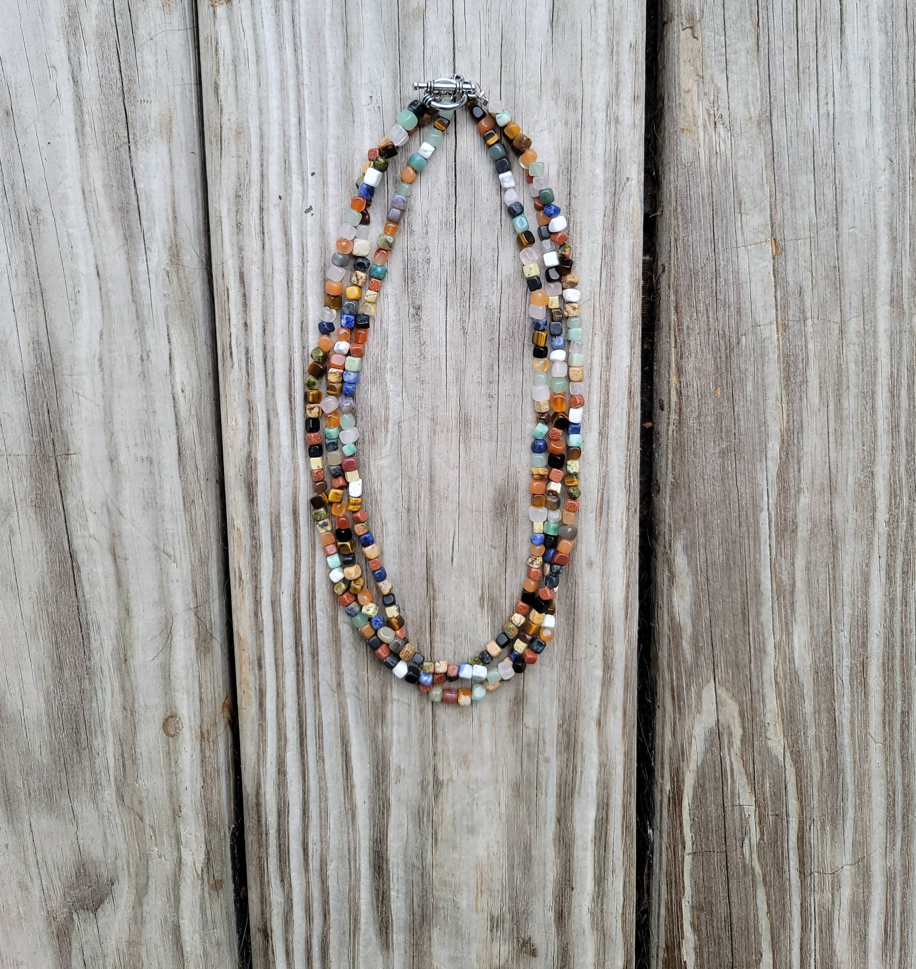 Natural gemstones 3 strand choker Native Southwest handmade-Horse Spirit Studio-Stuffology - Where Vintage Meets Modern, A Boutique for Real Women in Crosbyton, TX