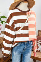 Stripe Colorblock Drop Shoulder Pullover Sweatshirt /Stuffology Boutique-Top-fashionworks-Stuffology - Where Vintage Meets Modern, A Boutique for Real Women in Crosbyton, TX