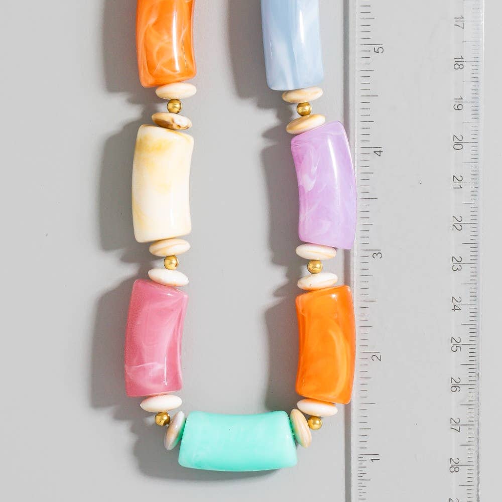 Modern Edge Marble Necklace-Necklaces-The Looks by Fame Accessories-Stuffology - Where Vintage Meets Modern, A Boutique for Real Women in Crosbyton, TX
