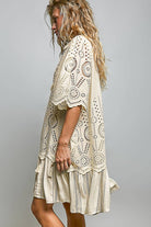 Boho Lace Panel Tassel Tie Detail Eyelet Shirt Dress-Dresses-Pol Clothing-Stuffology - Where Vintage Meets Modern, A Boutique for Real Women in Crosbyton, TX