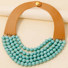 Turquoise Beads And Leather Statement Necklace-Necklaces-Anarchy Street-Stuffology - Where Vintage Meets Modern, A Boutique for Real Women in Crosbyton, TX