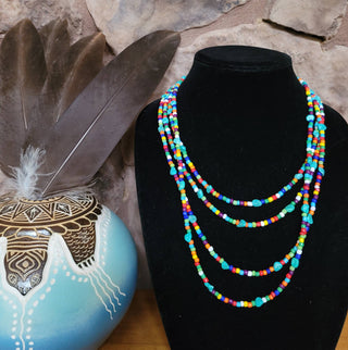 Native American made Turquoise, glass bead necklace-Horse Spirit Studio-Stuffology - Where Vintage Meets Modern, A Boutique for Real Women in Crosbyton, TX