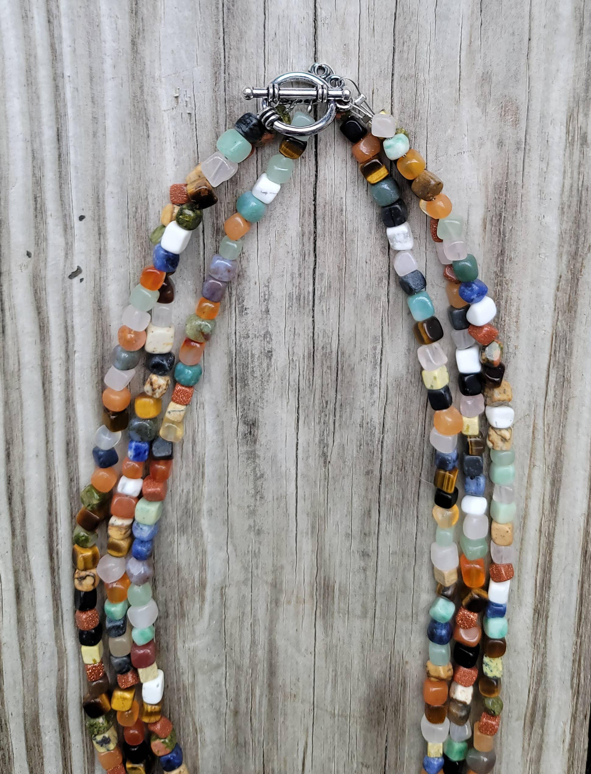 Natural gemstones 3 strand choker Native Southwest handmade-Horse Spirit Studio-Stuffology - Where Vintage Meets Modern, A Boutique for Real Women in Crosbyton, TX