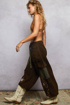 POL Clothing Double gauze floral embroidery accents patch detail pants-pants-Pol Clothing-Stuffology - Where Vintage Meets Modern, A Boutique for Real Women in Crosbyton, TX