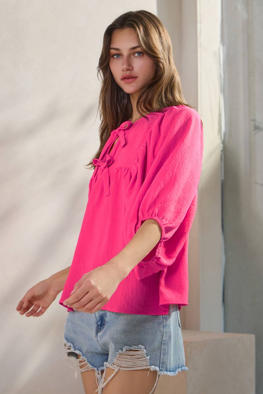 Solid Airflow Batwing 3/4 Sleeve Top-Tops-Oddi-Stuffology - Where Vintage Meets Modern, A Boutique for Real Women in Crosbyton, TX