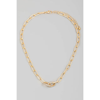Gold Pave Chain Link Necklace | Stuffology Boutique-Necklaces-The Looks by Fame Accessories-Stuffology - Where Vintage Meets Modern, A Boutique for Real Women in Crosbyton, TX