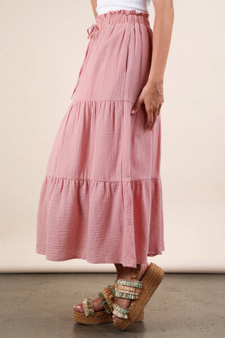 Elastic Waist Tiered Maxi Skirt-Skirts-VERY J-Stuffology - Where Vintage Meets Modern, A Boutique for Real Women in Crosbyton, TX