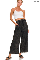 WASHED LINEN FRAYED HEM ELASTIC WAIST PANTS / STUFFOLOGY BOUTIQUE-Pants-ZENANA-Stuffology - Where Vintage Meets Modern, A Boutique for Real Women in Crosbyton, TX