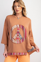 CAMEL FRONT PEACE PATCH KNIT TOP-Top-Easel-Stuffology - Where Vintage Meets Modern, A Boutique for Real Women in Crosbyton, TX