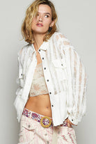 Oversize button down lace pattern casual shacket top-Pol Clothing-Stuffology - Where Vintage Meets Modern, A Boutique for Real Women in Crosbyton, TX