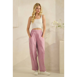 Acid Wash Wide Leg Pink Denim Pants-Pants-Sage + Fig-Stuffology - Where Vintage Meets Modern, A Boutique for Real Women in Crosbyton, TX