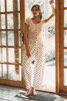 High-rise Printed Black Polka Dot Denim Pants-Jeans-Oddi-Stuffology - Where Vintage Meets Modern, A Boutique for Real Women in Crosbyton, TX