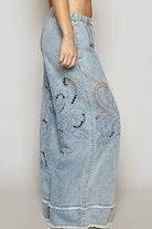 Vintage Wash Outseam Woven Wide Leg Denim Jeans-Jeans-Pol Clothing-Stuffology - Where Vintage Meets Modern, A Boutique for Real Women in Crosbyton, TX