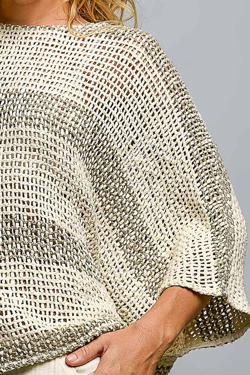 3/4 Sleeve Wide Neck Airy Textured Knit Top-Pol Clothing-Stuffology - Where Vintage Meets Modern, A Boutique for Real Women in Crosbyton, TX