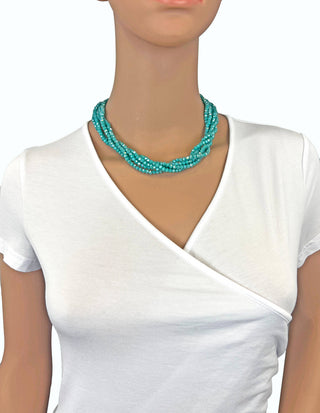 5 Strand Rondelle Blue Turquoise Crystal Necklace-Necklaces-IST Jewelry-Stuffology - Where Vintage Meets Modern, A Boutique for Real Women in Crosbyton, TX