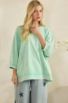 MINERAL WASH OVERSIZE PUFF-SLEEVE PULLOVER TEE-TOP-Sage + Fig-Stuffology - Where Vintage Meets Modern, A Boutique for Real Women in Crosbyton, TX