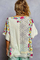 POL Clothing Round Neck Short Sleeve Floral Knit Rib Top-Loose Fit Top-Pol Clothing-Stuffology - Where Vintage Meets Modern, A Boutique for Real Women in Crosbyton, TX