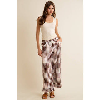 Gingham Ruffle Hem Pants-So Me-Stuffology - Where Vintage Meets Modern, A Boutique for Real Women in Crosbyton, TX