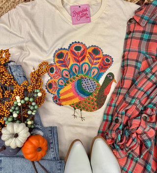Bright Watercolor Turkey-Graphic Tees-Branded Cotton-Stuffology - Where Vintage Meets Modern, A Boutique for Real Women in Crosbyton, TX