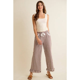 Gingham Ruffle Hem Pants-So Me-Stuffology - Where Vintage Meets Modern, A Boutique for Real Women in Crosbyton, TX