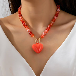 Sweetheart Beaded Heart Necklace-Necklaces-Stuffology Boutique -Stuffology - Where Vintage Meets Modern, A Boutique for Real Women in Crosbyton, TX