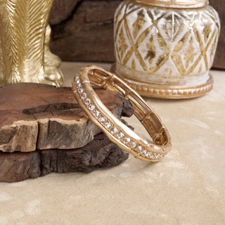 Minimalist TurquoiseCrystal Bangle Bracelet – Brushed Gold-PennyLine inc-Stuffology - Where Vintage Meets Modern, A Boutique for Real Women in Crosbyton, TX