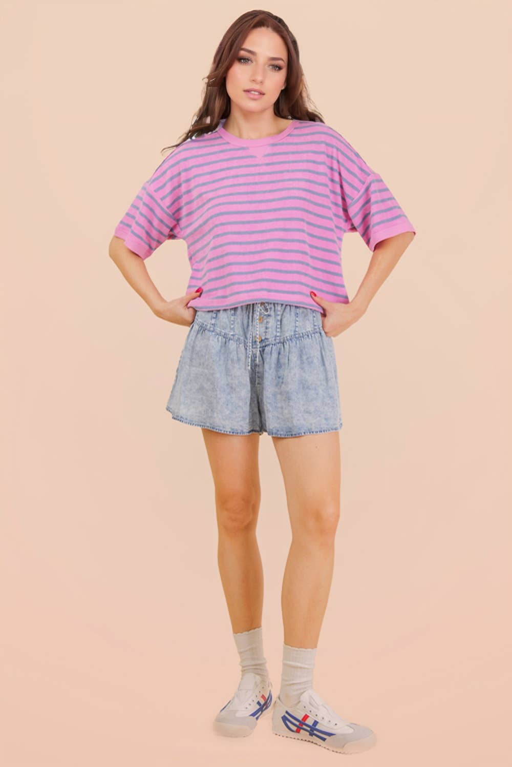 Oversized Stripe Casual Comfy Knit Top-TOP-VERY J-Stuffology - Where Vintage Meets Modern, A Boutique for Real Women in Crosbyton, TX