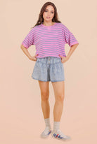 Oversized Stripe Casual Comfy Knit Top-TOP-VERY J-Stuffology - Where Vintage Meets Modern, A Boutique for Real Women in Crosbyton, TX