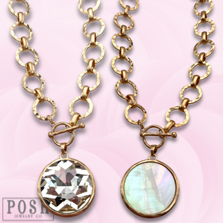 Chunky chain and round pendant necklace-Pink Panache Brands-Stuffology - Where Vintage Meets Modern, A Boutique for Real Women in Crosbyton, TX