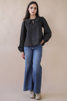Mineral Washed Chambray Denim Blouse Top-Top-VERY J-Stuffology - Where Vintage Meets Modern, A Boutique for Real Women in Crosbyton, TX