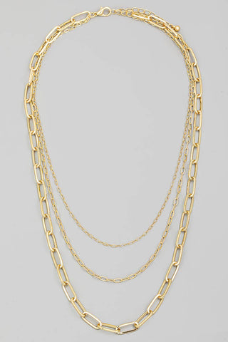 Triple Oval Chain Link Necklace-Necklaces-The Looks by Fame Accessories-Stuffology - Where Vintage Meets Modern, A Boutique for Real Women in Crosbyton, TX