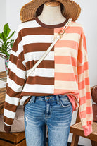 Stripe Colorblock Drop Shoulder Pullover Sweatshirt /Stuffology Boutique-Top-fashionworks-Stuffology - Where Vintage Meets Modern, A Boutique for Real Women in Crosbyton, TX