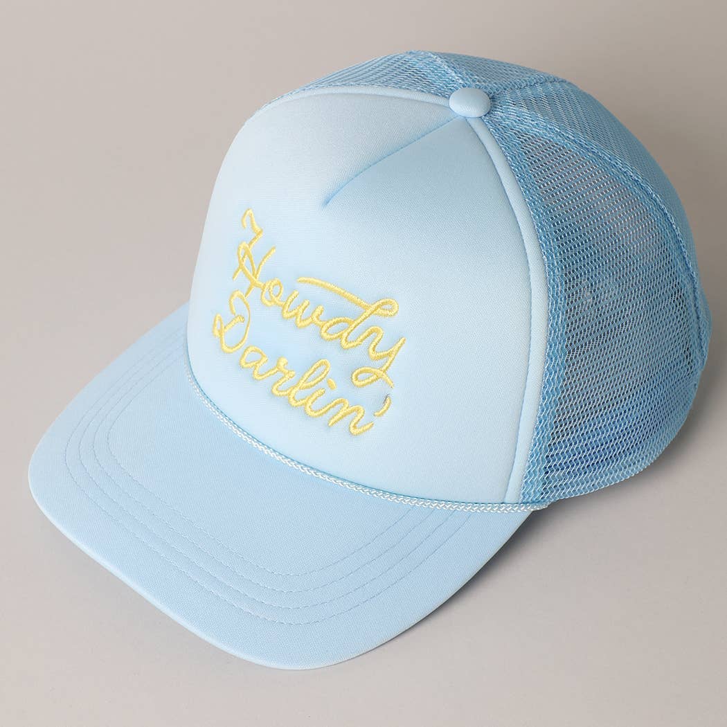 Howdy Darlin' Embroidered Mesh Back Trucker Cap | Stuffology Boutique-Hats-Fashion City-Stuffology - Where Vintage Meets Modern, A Boutique for Real Women in Crosbyton, TX