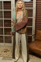 Star pattern raw edge French terry mixed sweater cardigan-Sweater Cardigan-Pol Clothing-Stuffology - Where Vintage Meets Modern, A Boutique for Real Women in Crosbyton, TX