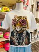 Funky Tiger Cream Graphic Tee-Graphic Tees-Keep it Gypsy-Stuffology - Where Vintage Meets Modern, A Boutique for Real Women in Crosbyton, TX