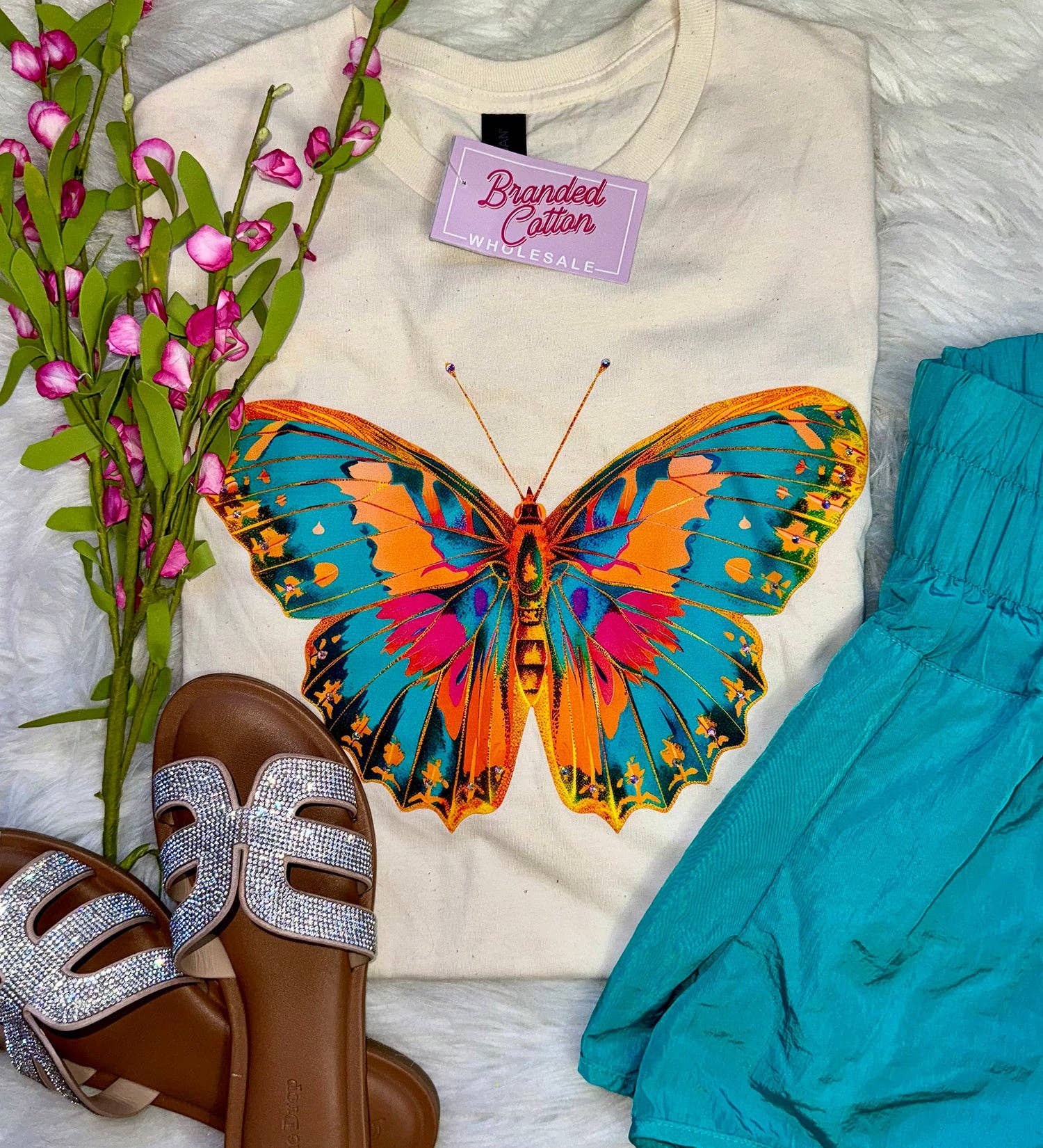 Butterfly Graphic Tee-Graphic Tees-Branded Cotton-Stuffology - Where Vintage Meets Modern, A Boutique for Real Women in Crosbyton, TX